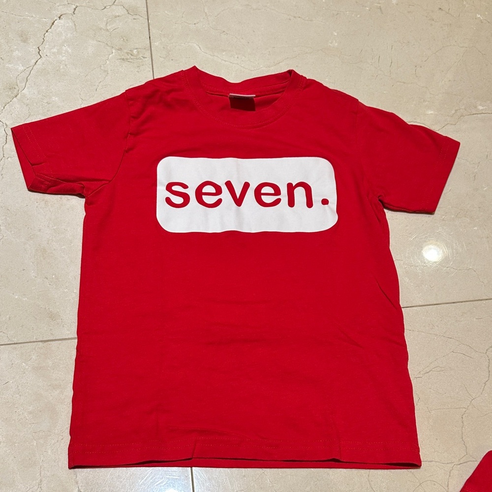 Seven7 Kids' Red Tee with White Logo